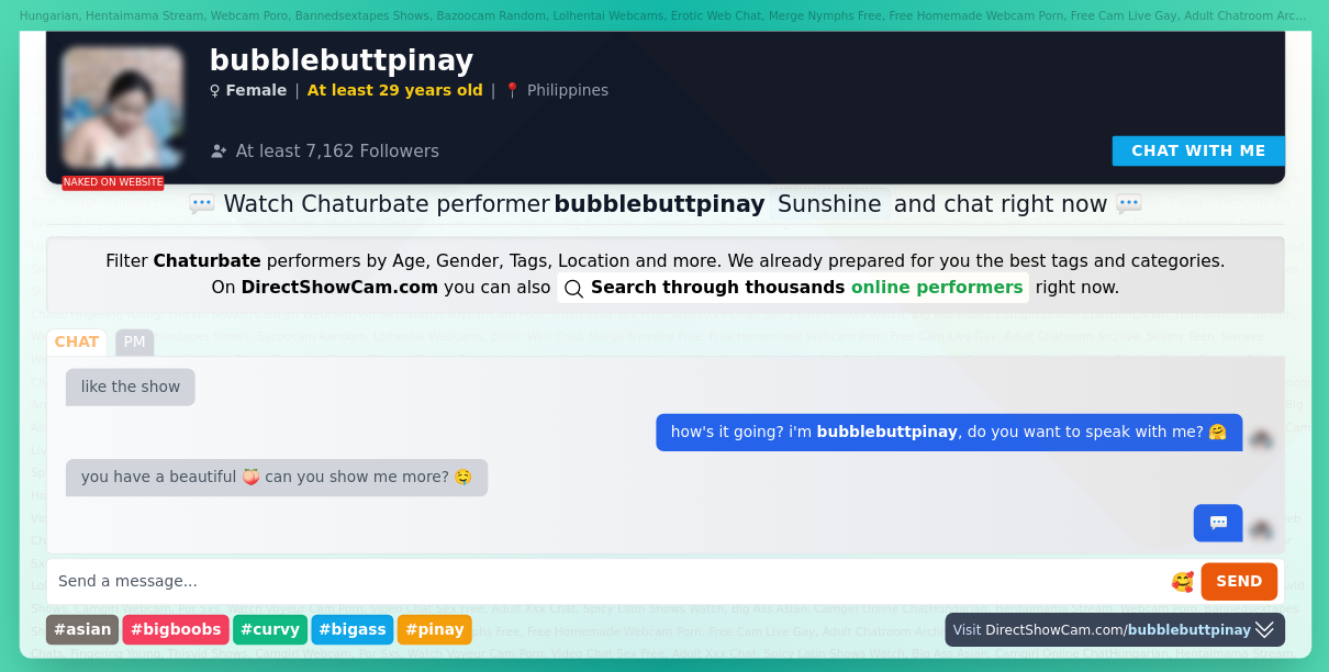 bubblebuttpinay chaturbate live webcam chat