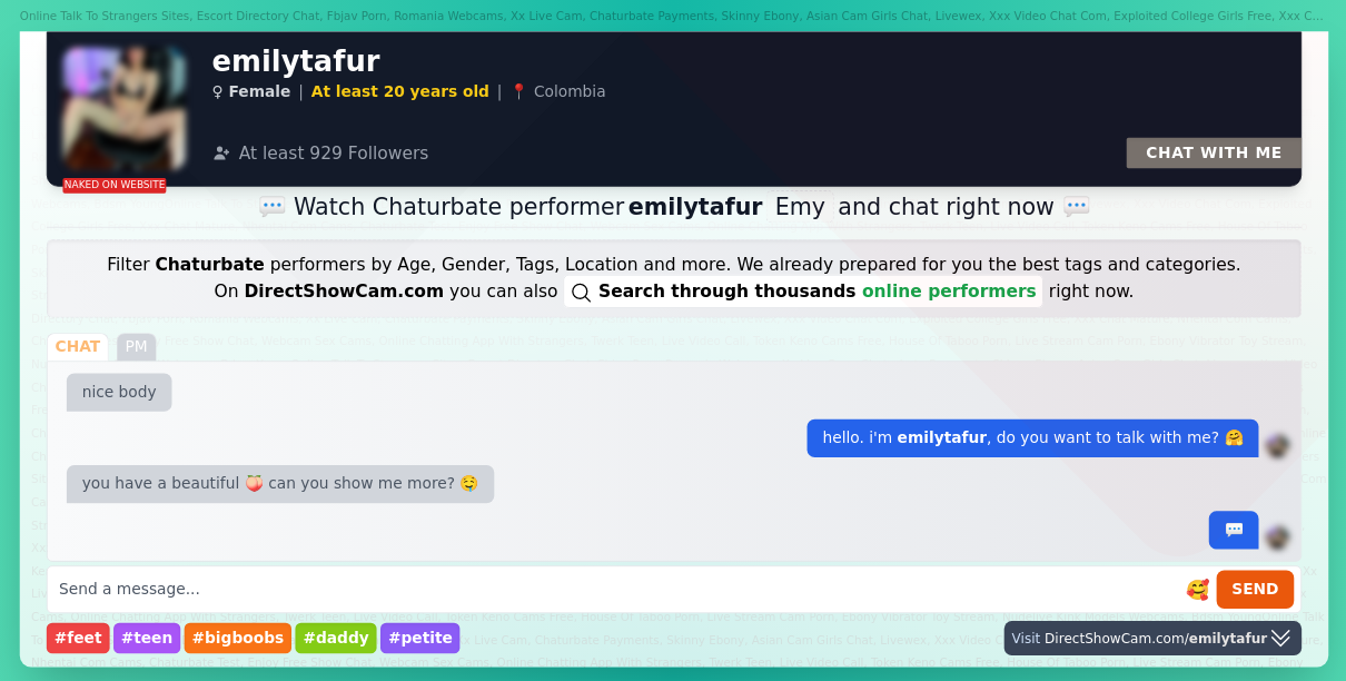 emilytafur chaturbate live webcam chat