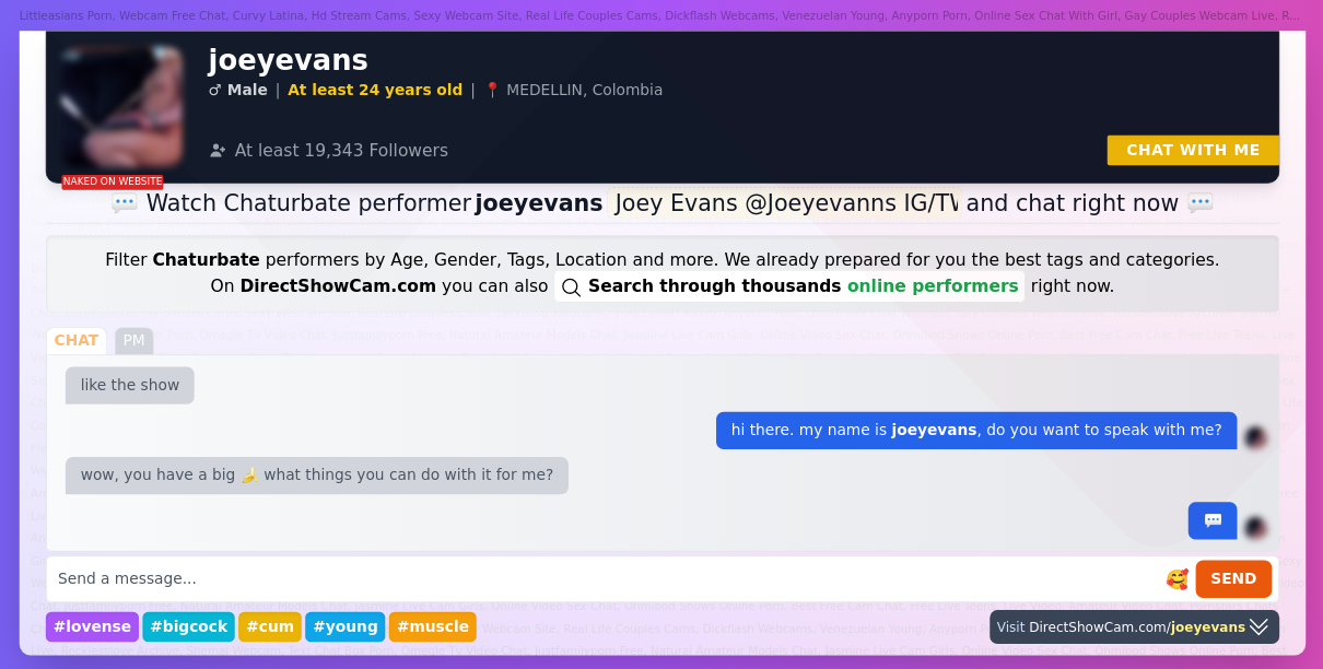 joeyevans chaturbate live webcam chat