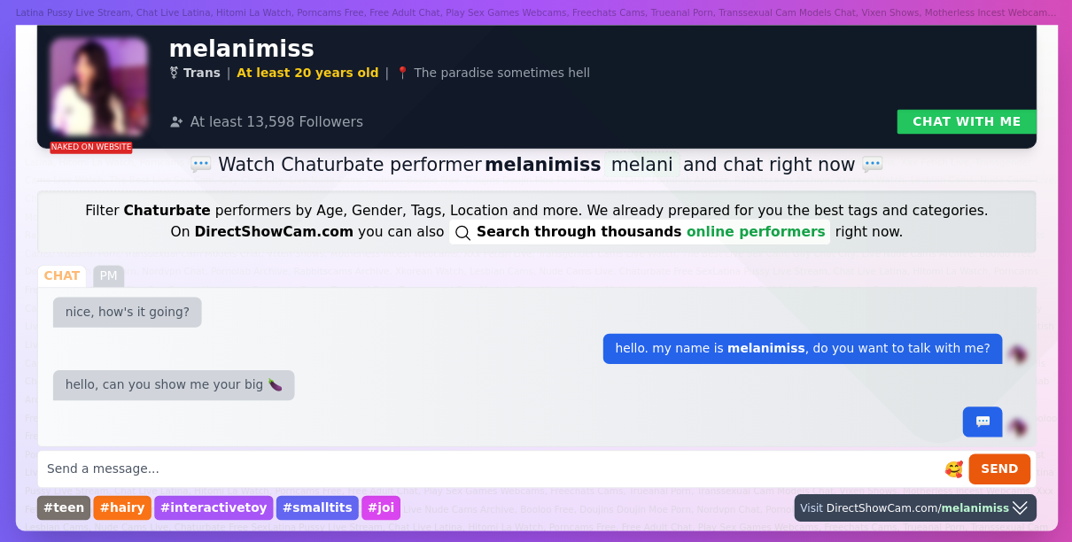melanimiss chaturbate live webcam chat