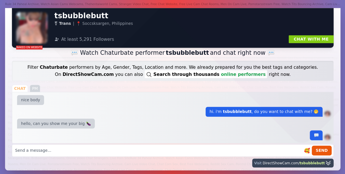 tsbubblebutt chaturbate live webcam chat